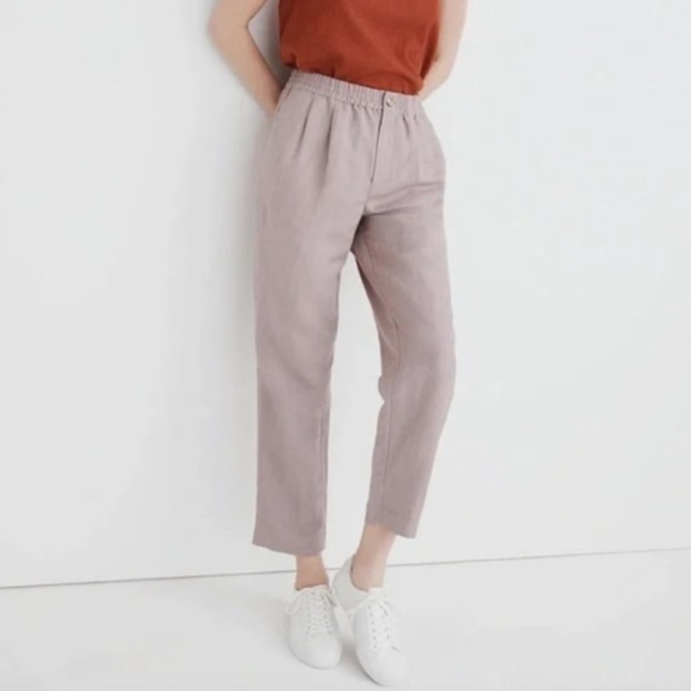 NWT MADEWELL LINEN BLEND TRACK CROP PANT
